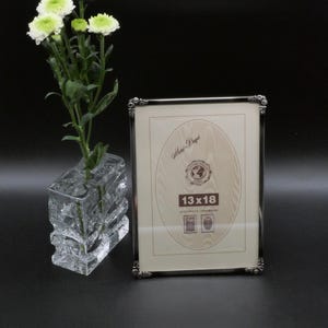 Finsk vintage tavelram, matt silver, bordsram, 18x13