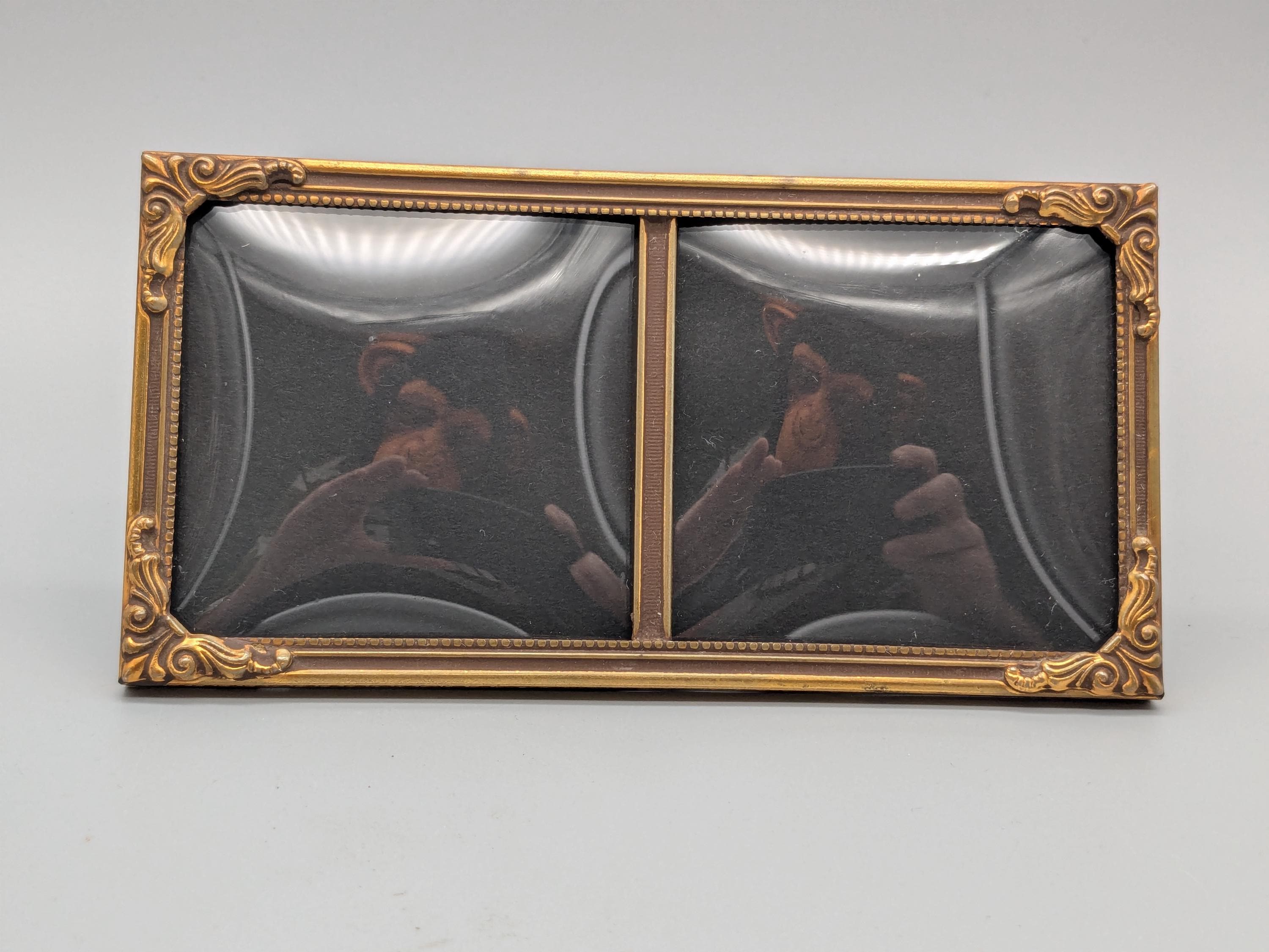 HP Denmark Double Frame / Picture Frame Metal Brass, Vintage