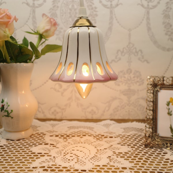 Lampe Hängelampe Glockenlampe Vintage rosa-gold