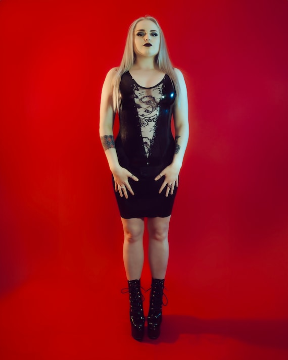 latex lace up dress Bustedbrand Latex Lace Up Bodycon Mini Dress