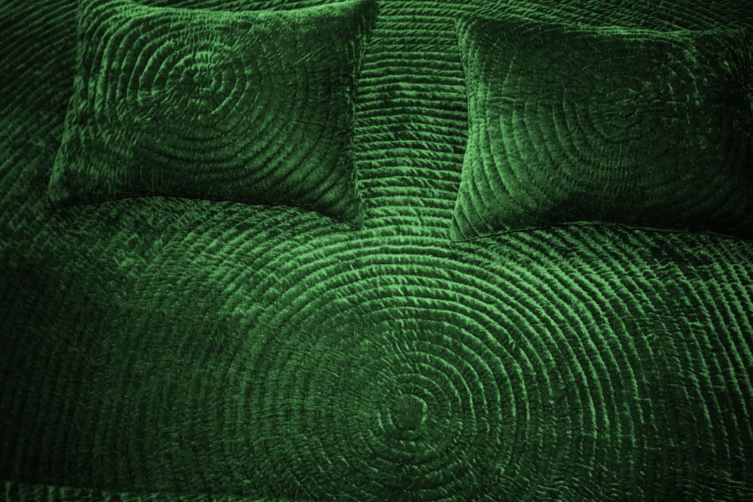Emerald Green Quilt Velvet Blanket Velvet and Cotton Quilt Etsy