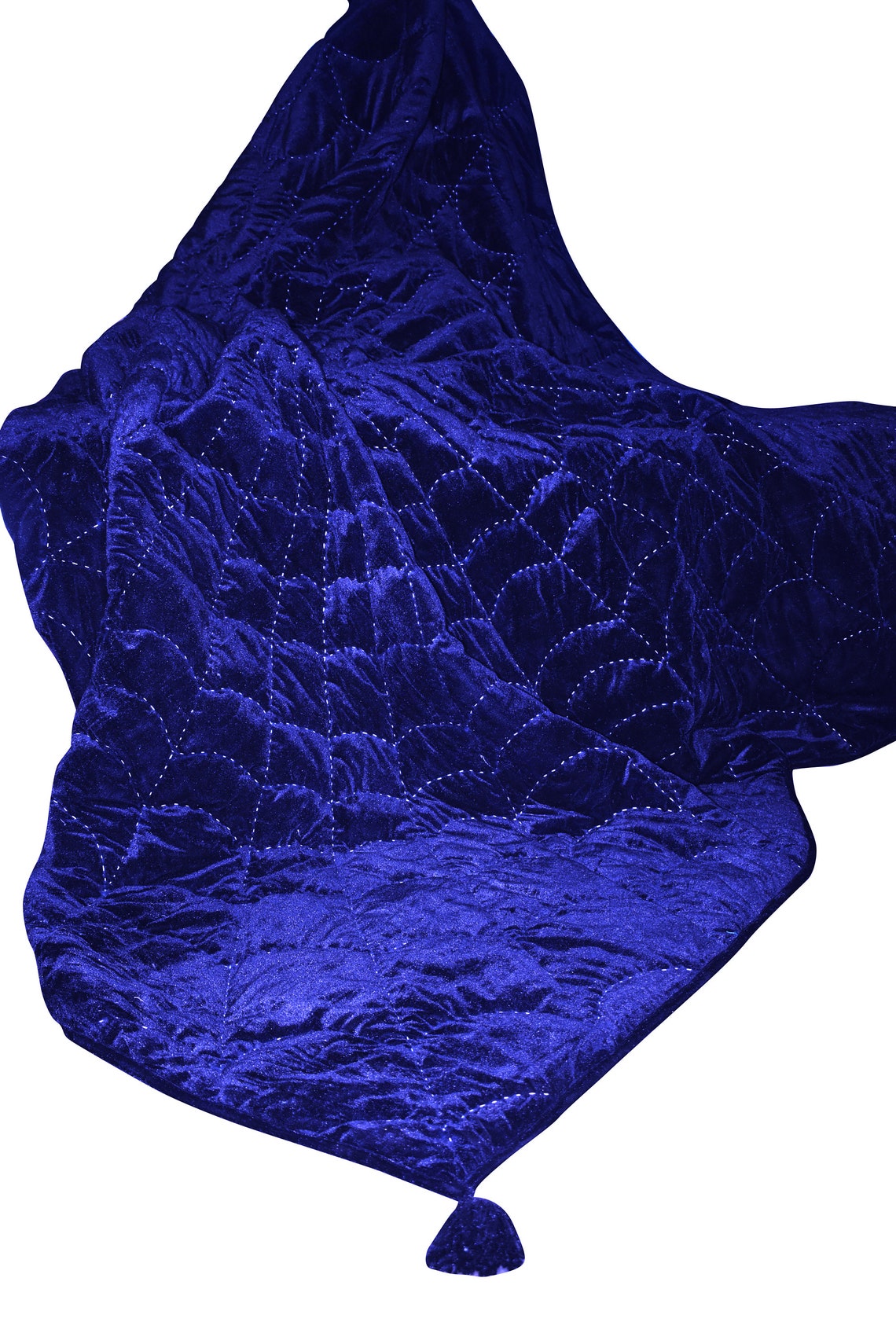 Royal Blue Velvet Bedding Comforter Set Queen Blue Bedspread Etsy