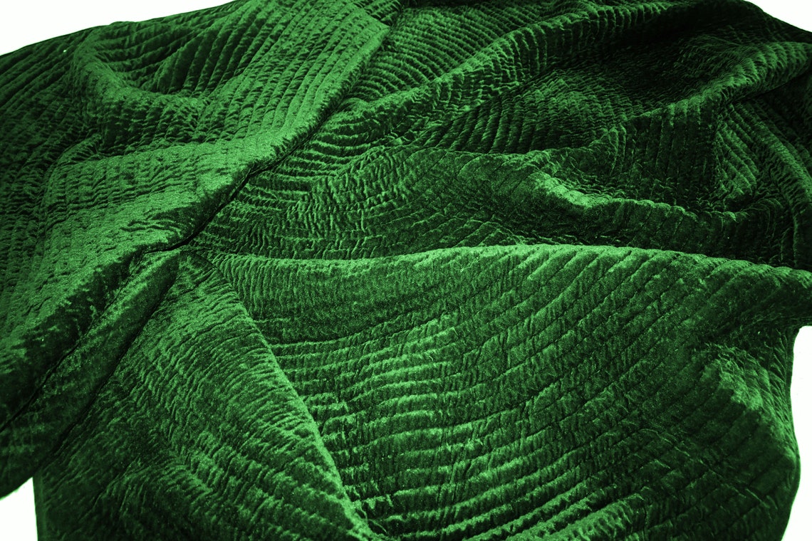 Emerald Green Quilt Velvet Blanket Velvet and Cotton Quilt Etsy