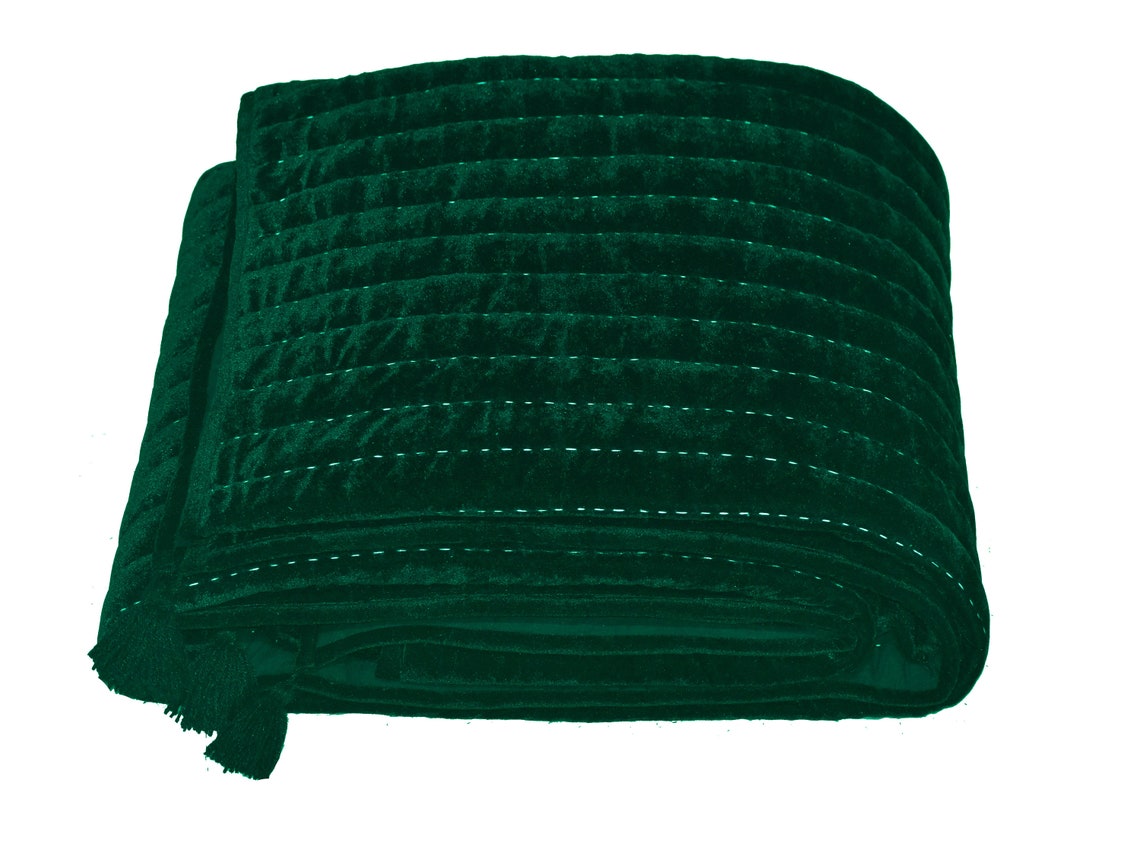 Emerald Green Velvet Quilt Quilting Velvet Comforter Velvet Etsy