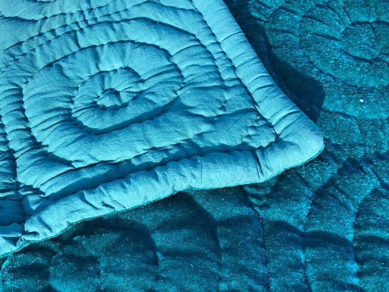 Teal Velvet Quilt Velvet Comforter Queen Quiltking Size Etsy