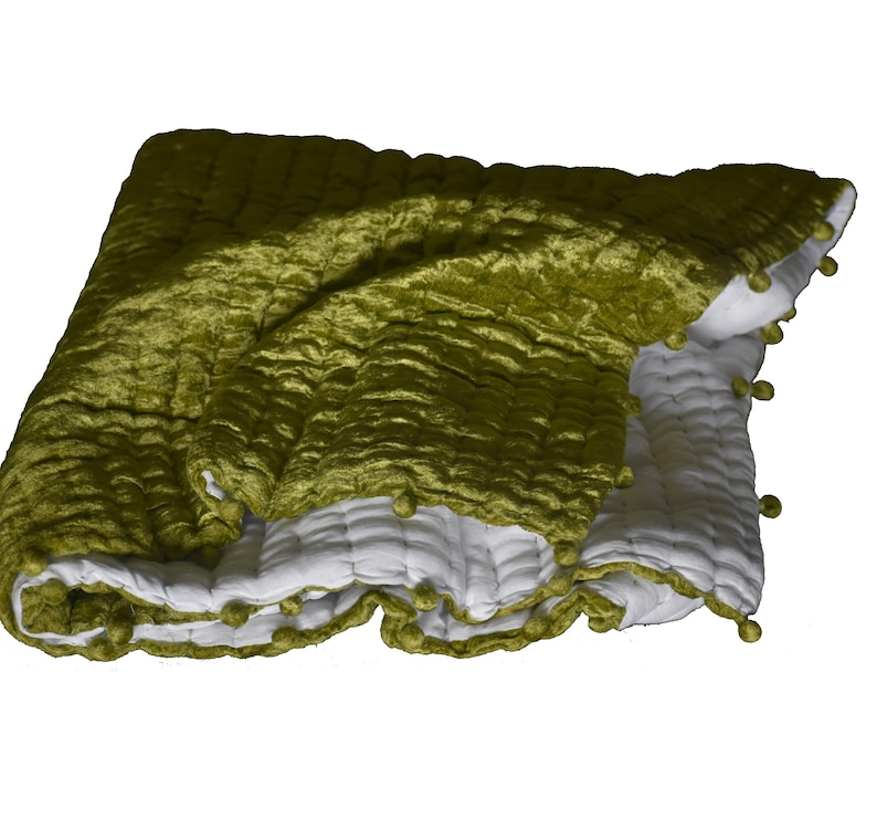 Olive Green Velvet Quilt Handmade Quilting Velvet Comforter Etsy