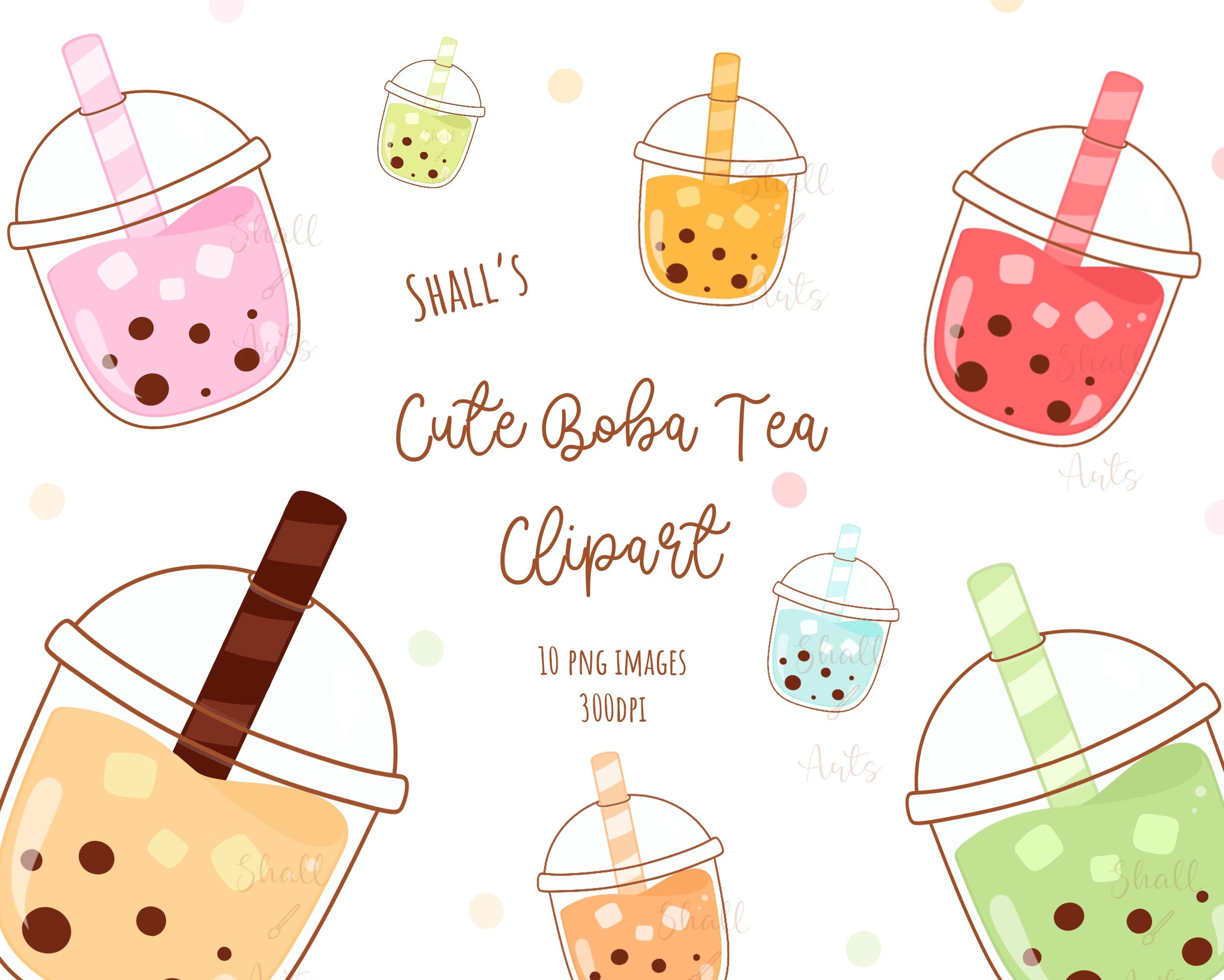 Watercolour Bubble Tea Clipart Kawaii Boba Tea Milk Tea PNG 