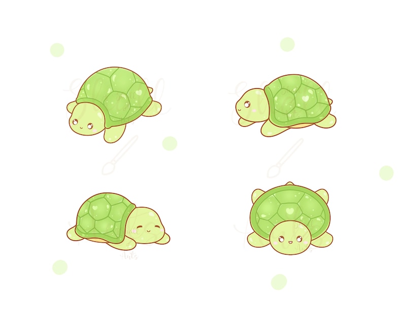 Cute Turtle Clipart Kawaii Turtle PNG Cute Turtles Clipart - Etsy