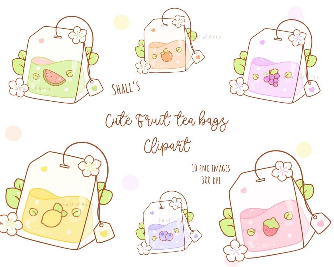 Kawaii Fruit Tea Clipart, Tea PNG, Cute Fruits Clipart, Strawberry Tea