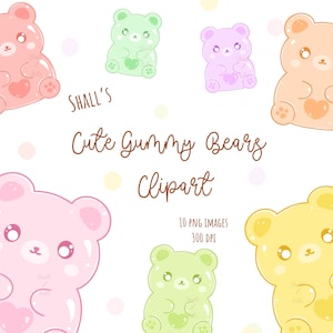 Cute Gummy Bears clipart, Bear PNG, Cute Chonky Gummy bear clipart, Digital stickers, Printable stickers, Kawaii bears, Planners stickers
