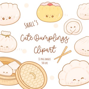 Lindas albóndigas con caras clipart, albóndigas PNG, imágenes prediseñadas de dim sum, pegatinas digitales, imágenes prediseñadas de comida Kawaii, imágenes prediseñadas de comida asiática