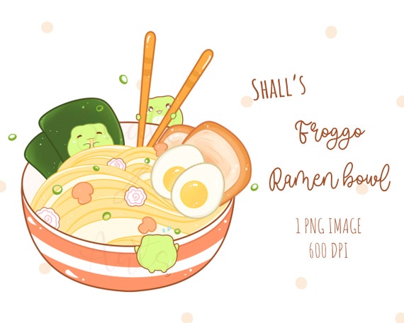Cute frog in a ramen bowl clipart, Cute ramen clipart, Frog PNG, Single clipart, Instant download, Digital stickers, Asian food clipart
