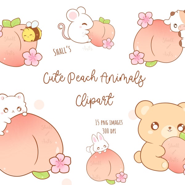 Kawaii Peach animals Clipart, Fruit animals PNG, Cute Cows Clipart, Peach cow, Planner stickers, Fruit animals, Labels, Commercial Use