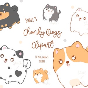 Süße Hunde Clipart, Katze PNG, Süße Chonky Hunde Clipart, Digitale Aufkleber, Druckbare Sticker, Kawaii Welpe, Hunde Icons, Planer Sticker