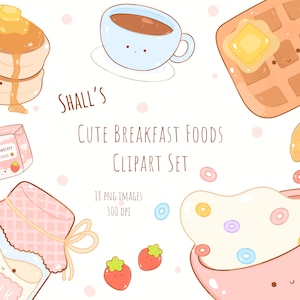 Cute breakfast foods clipart, Breakfast clipart, Foods clipart, Food illustration, Milk carton clipart, Juice clipart, Commercial Use