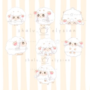 Kawaii Sheep Clipart | Woo loo Clipart | White Fluffy Sheep Clipart | Kawaii Download | Digital Download | Cute Sheep | Commercial Use image 2