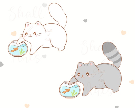 Cute Cats Clipart Cat PNG Cute Cat Playing Clipart Digital 