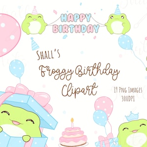 Clipart de grenouille Kawaii, Frog PNG, Clipart de grenouille d’anniversaire, Autocollant numérique, Clipart d’anniversaire, Joyeux anniversaire , Invitations à des fêtes, Utilisation commerciale