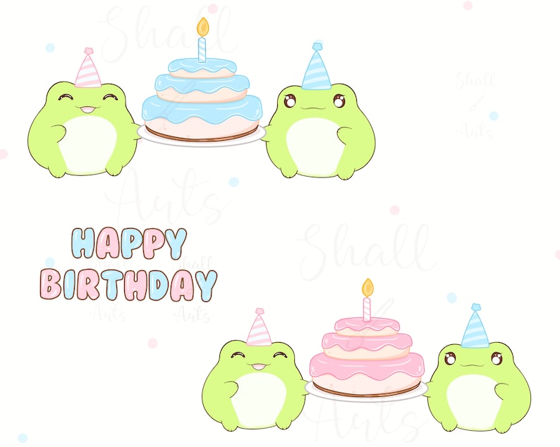 Kawaii Frog Clipart, Frog PNG, Birthday Frog Clipart, Digital Sticker ...