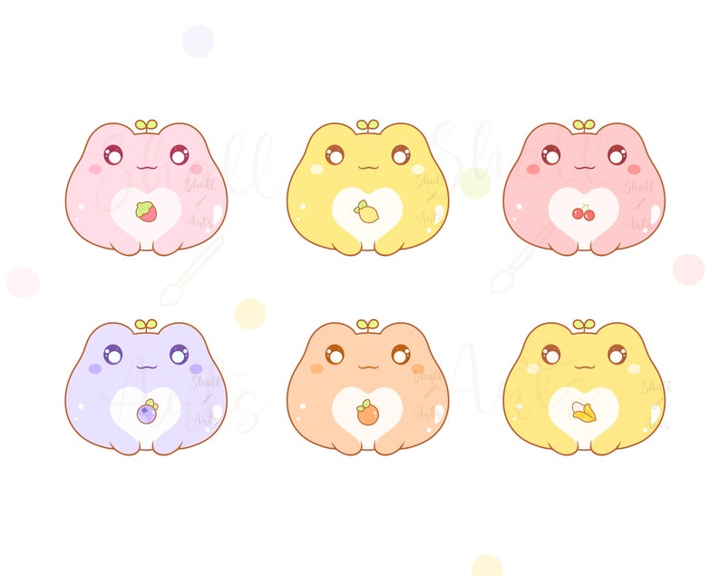 Kawaii Fruit Frogs Clipart Frogs PNG Cute Frog Clipart - Etsy