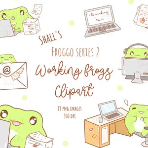 Clipart de grenouille de travail Kawaii, Clipart de jour de travail, Png de grenouille, Autocollants de grenouille, Autocollants de planificateur, Appel Zoom, Clipart d’ordinateur portable, Utilisation commerciale