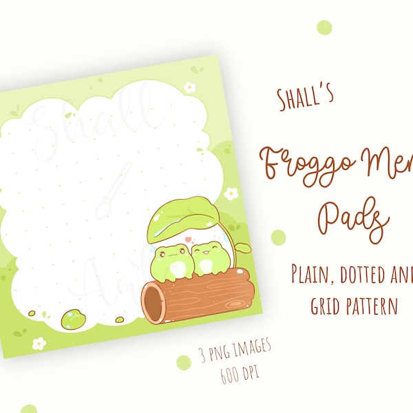 Kawaii frog memopad, Cute memopad, Digital download, Printable memopad, Cute frog memopad clipart, Notepad printables, Commercial use