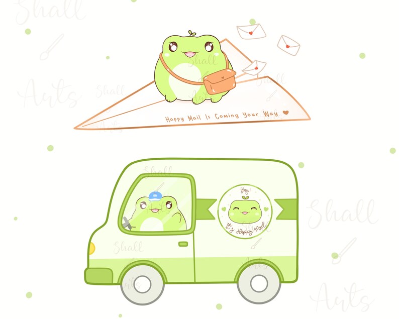 Kawaii frog Clipart, Frog PNG, Frog happy mail Clipart, Happy mail, Stamps, Post clipart, Delivery clipart, Envelope clipart, Commercial Use image 5