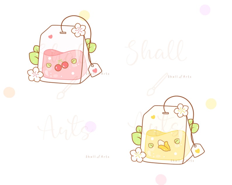 Kawaii Fruit Tea Clipart Tea PNG Cute Fruits Clipart Etsy