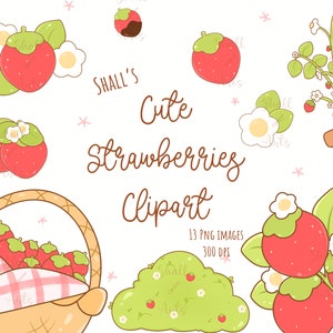 Cute strawberries clipart, Strawberry clipart, Foods clipart, Food illustration, Strawberries clipart, Fruits clipart, Commercial Use