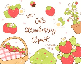 Cute strawberries clipart, Strawberry clipart, Foods clipart, Food illustration, Strawberries clipart, Fruits clipart, Commercial Use