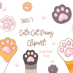 Clipart de pattes de chat mignon, PNG de chat, Clipart de patte de chat noir, Autocollants numériques, Autocollants imprimables, Pattes de chaton Kawaii, Icônes de chaton, Chats Kawaii