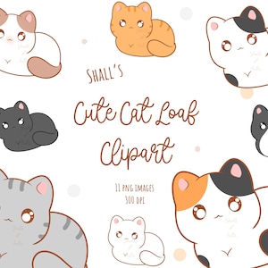 Süße Katzen Loaf Clipart, Katze PNG, Süße Katzen Clipart, Digitale Aufkleber, Druckbare Sticker, Kawaii Kätzchen, Kitty Icons, Katzenbrötchen Clipart