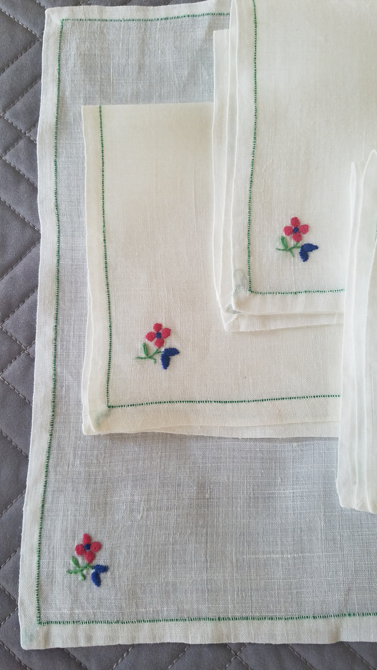 Set of 4 10 1/2 napkins with Colorful Embroidery Trim Etsy