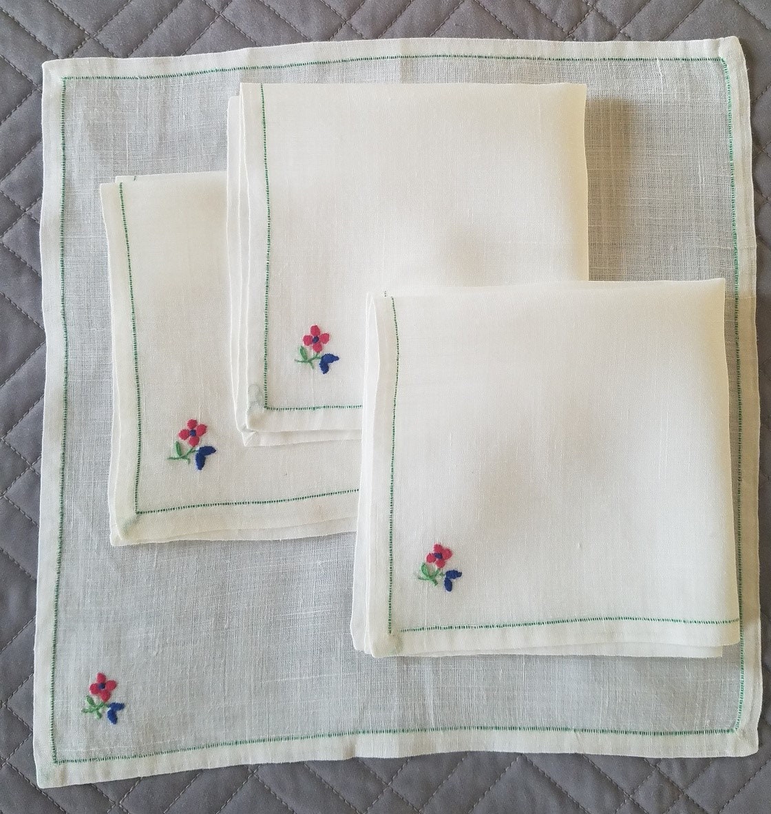 Set of 4 10 1/2 napkins with Colorful Embroidery Trim Etsy