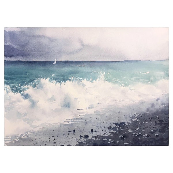 Seascape Original watercolor painting | sea wave original landscape | original watercolor | original watercolor artwork | watercolor art