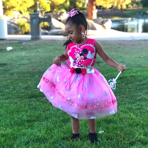 Minnie Mouse Dress, Pink Dot Dress, Pink Minnie Mouse Dress, Toddler Dress, Polka Dots Costume, Minnie Birthday Outfit, Girl Dress pink.