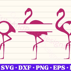 Flamingo SVG, Flamingo Clip Art, pink flamingo vector, cute summer svg, DXF PNG eps pdf jpg files cricut cut monogram frame
