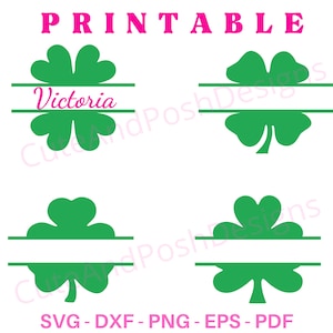 St Patrick's Day SVG, Shamrock SVG, Split Name Frame SVG, Digital Download/Cricut, Silhouette, Glowforge (svg/png/dxf bestandsformaten)