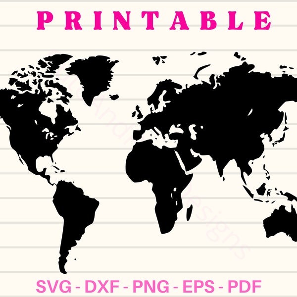 Worldmap SVG, Globe svg, map svg, svg, png, jpg, eps, dxf, pdf Cut files for Cricut and Silhouette, Clipart, Instant Download