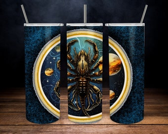 Sono una sublimazione dello zodiaco Scorpione Tumbler, segno zodiacale Scorpione magro tumbler Png, Scorpione, 20 once dritto, affusolato, download digitale