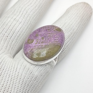Handmade Stichtite Sterling Silver Ring - Boho Statement Ring