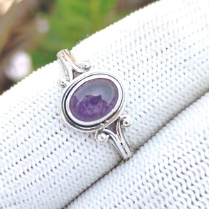Handmade Amethyst Ring: 925 Sterling Silver, Vintage Boho Jewelry