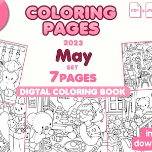 Charibo Art &quot;2023 May Set&quot; digital coloring book - Printable coloring pages, adult coloring sheet, kids coloring sheet, coloring Template