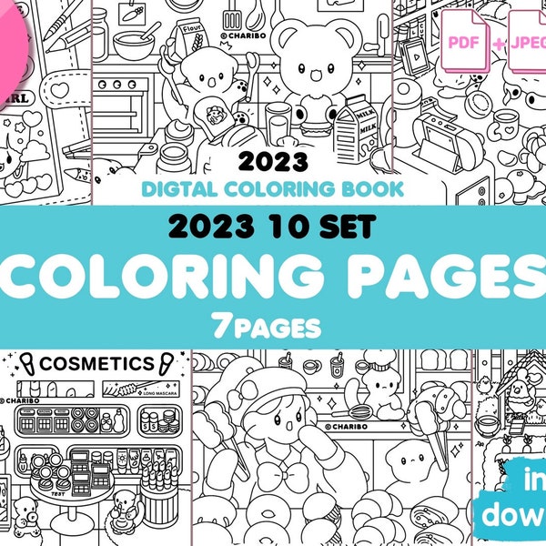 Charibo Art "2023 OCTOBER Set" digital coloring book - Printable coloring pages, adult & kids coloring sheet, coloring Template