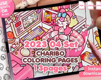 Charibo Art Coloring Book: 2023 April Set (Digital Download)