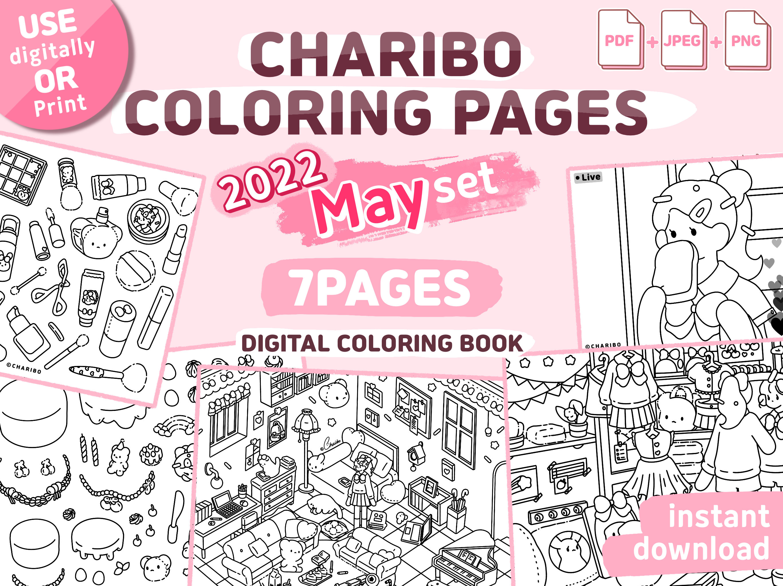 Charibo Art august Set Digital Coloring Book Printable Coloring