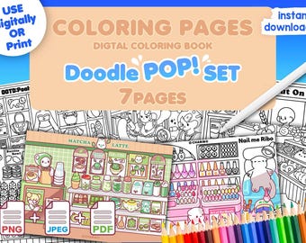 Doodle Pop Malbuch - Druckbare Seiten für Erwachsene & Kinder (Digitaler Download)