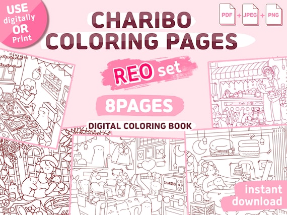 Charibo Art special Set Digital Coloring Book Printable Coloring Pages, Adult  Coloring Sheet, Kids Coloring Sheet, Coloring Template (Instant Download) 