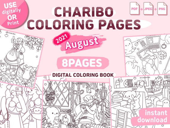 Charibo Art august Set Digital Coloring Book Printable Coloring