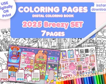 BREEZY SET Coloring Book: Printable Coloring Pages for Adults & Kids (Digital Download)